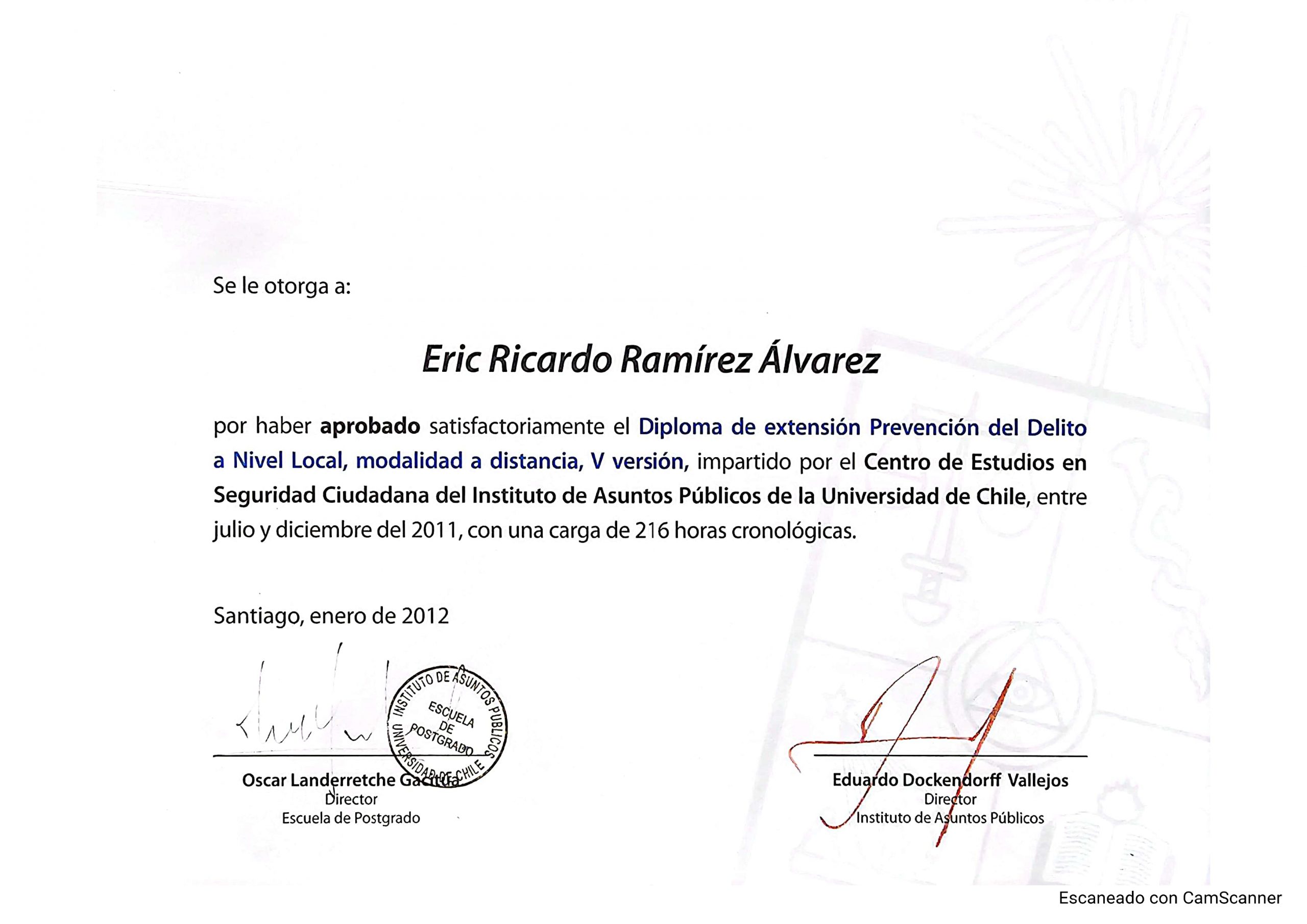 Diploma_Eric Ramírez expertise lawyer in colima